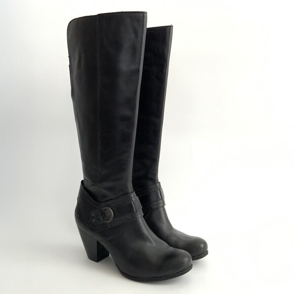 BOC by Born Boots 7.5M Black Tall Leather Harness Buckle Zip Up - Picture 12 of 12